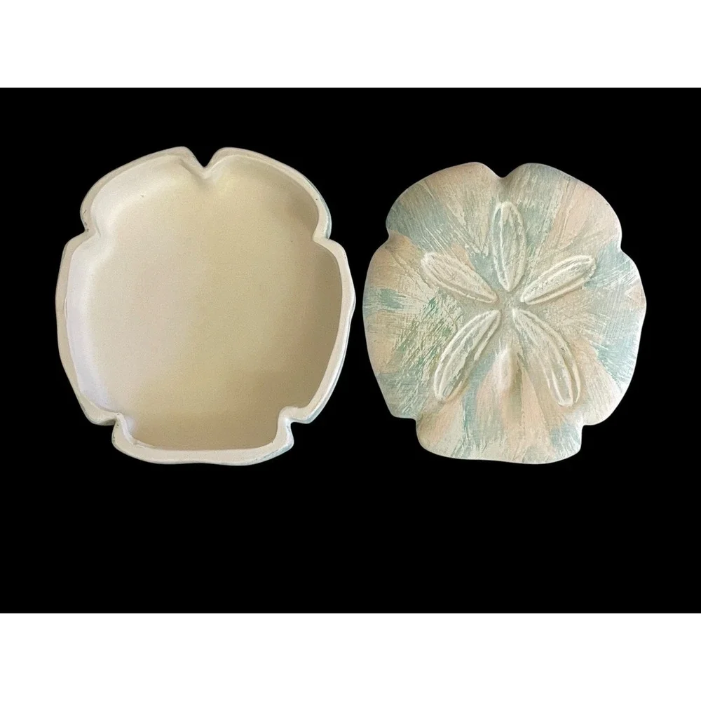 Sand Dollar Trinket Box Home Decor Small Pastel Multicolor